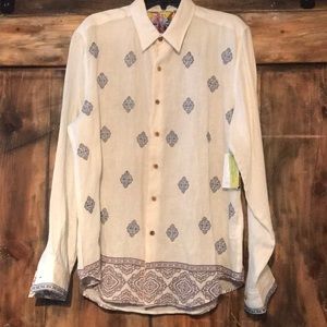 NWT Robert Graham Men’s linen button down shirt